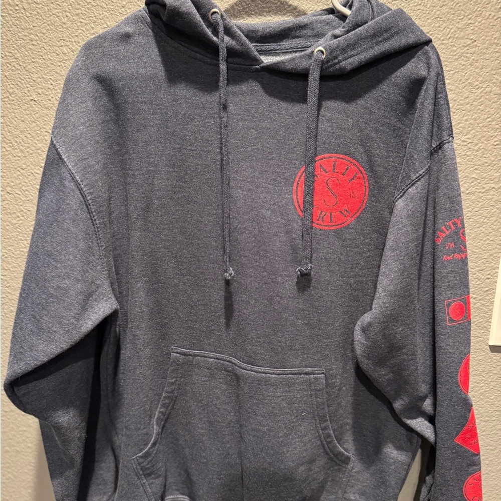 Salty Crew Gray Hoodie with Red Accents